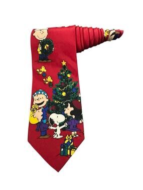 Peanuts Have A Cool Yule Christmas Snoopy Charlie Brown Vintage Necktie